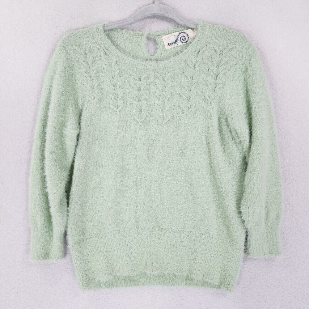 Rosie Neira Sweater Womens Small Petite Green Aubade Fuzzy Anthropologie